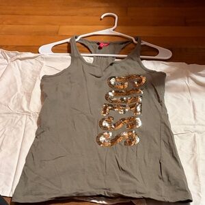 Guess Khaki Sequin Logo Tank Top